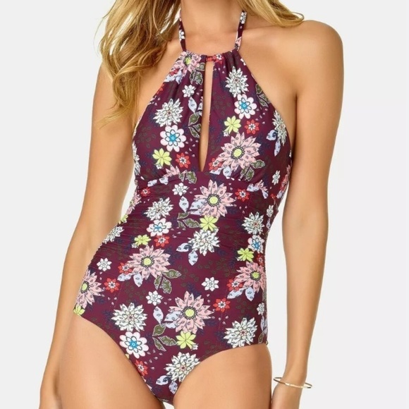 ANNE Cole Full Bloom One Piece Swimsuit - Picture 1 of 5